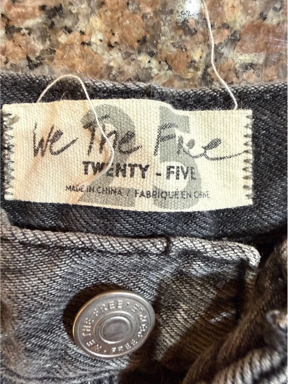 We The Free Twenty-Five Distressed Gray Denim Shorts